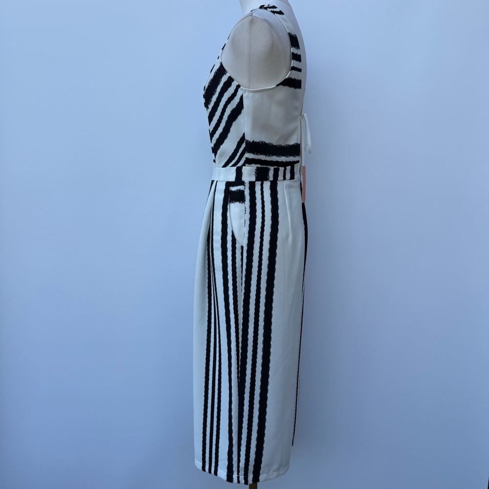 Jealous Tomato Monochrome Striped Sleeveless Jumpsuit Wide Leg Chic Black White - Picture 9 of 15